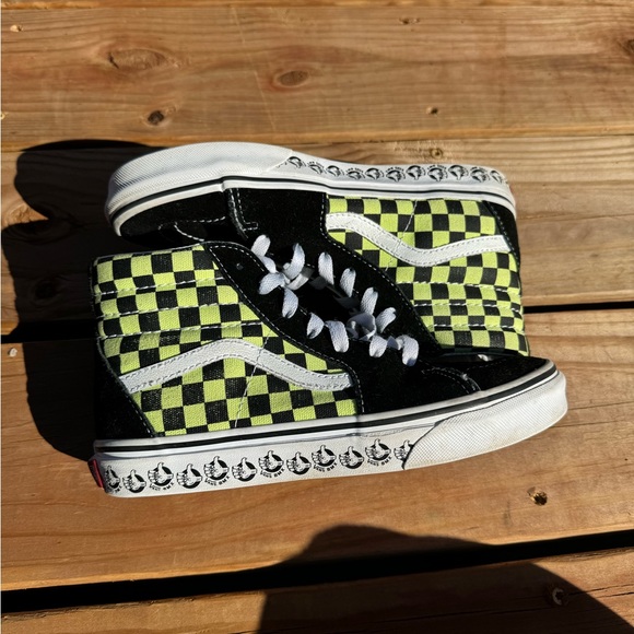 (KIDS) VANS BMX LOGO high top Yellow Checkered Sk8-Hi Reissue - Picture 3 of 5